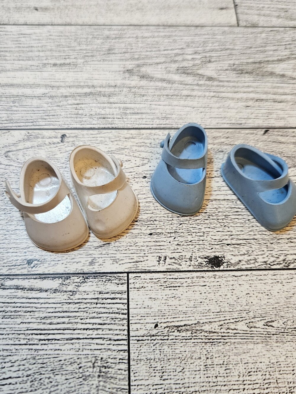 Vintage Ginny Shoes 2 Pair White & Light Blue Mary Jane